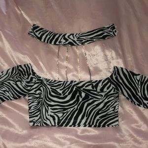 Zebra Rhinestone Crop Top